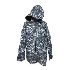 US Navy USN Working Uniform Parka Size Medium Regular Blue Digital Camo Gore-Tex